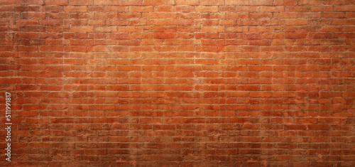 Exterior brick wall texture background, Grunge red brick wall background with copy space