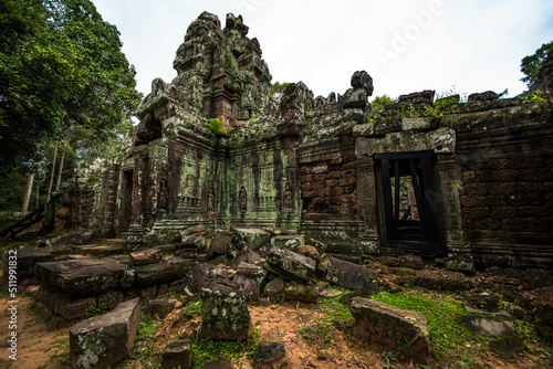 Ta Som Castle, an ancient sandstone castle, is partially unrestored in Angkor Wat, Siem Reap, Cambodia.