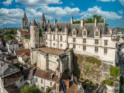 Foto Aerial panorama view of Loches in Indre-et-Loire in the Loire Valley in France w
