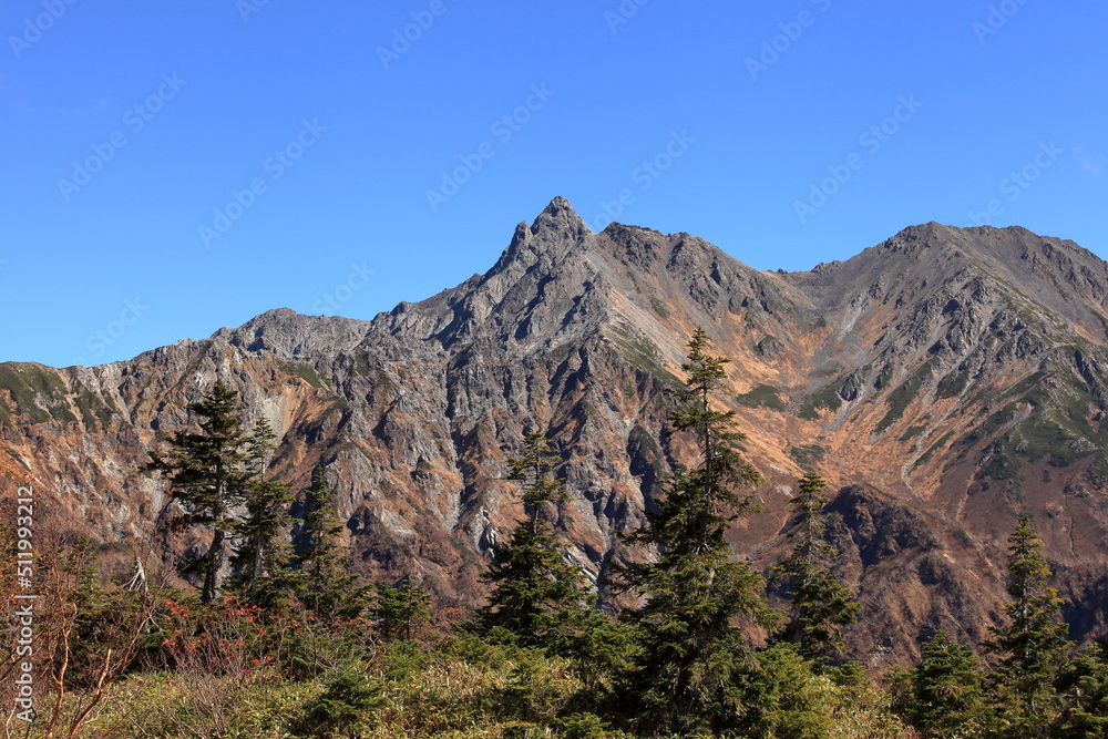 鏡平山荘周辺から見る槍ヶ岳 鏡平山荘周辺から見る槍ヶ岳