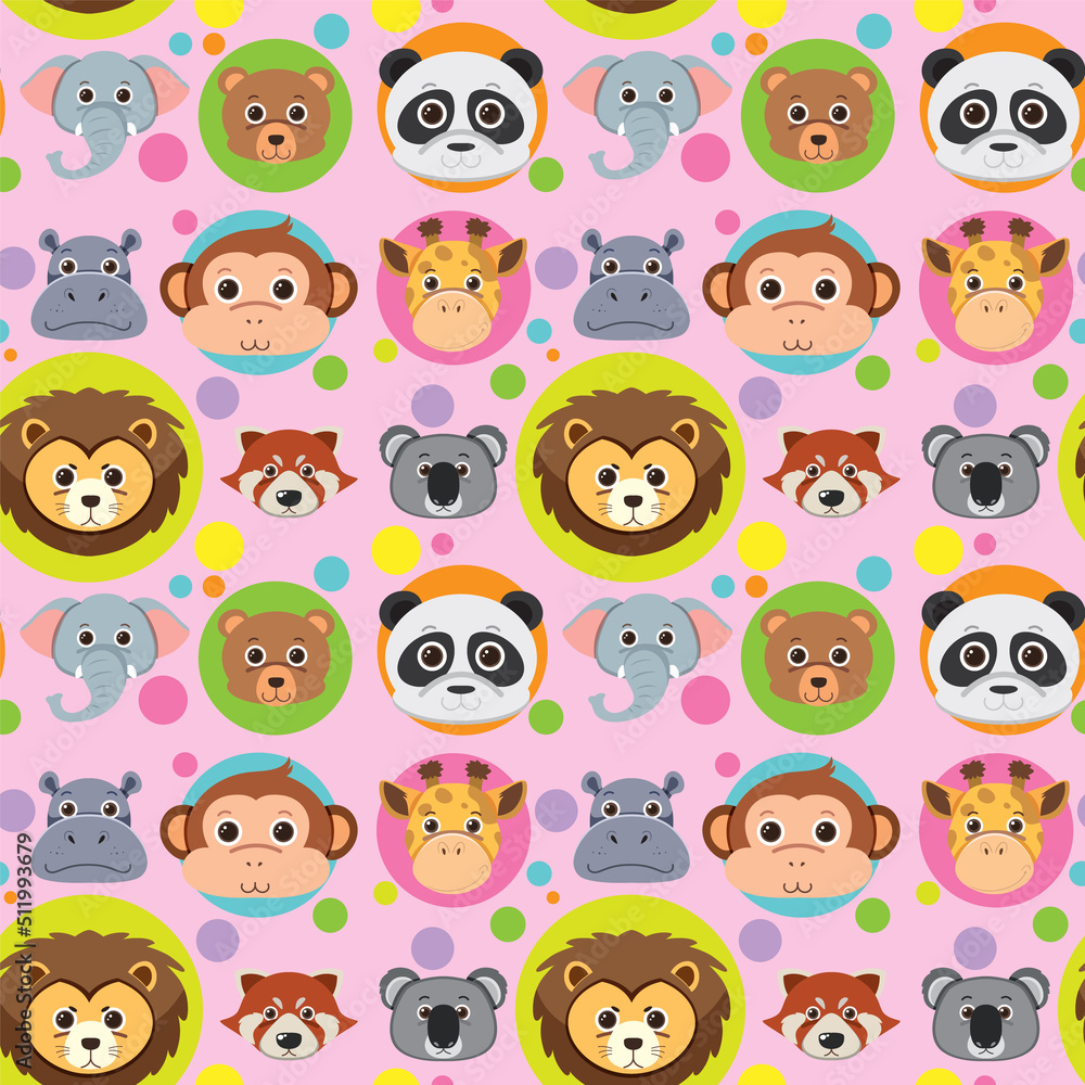 Obraz premium Cute animals seamless pattern
