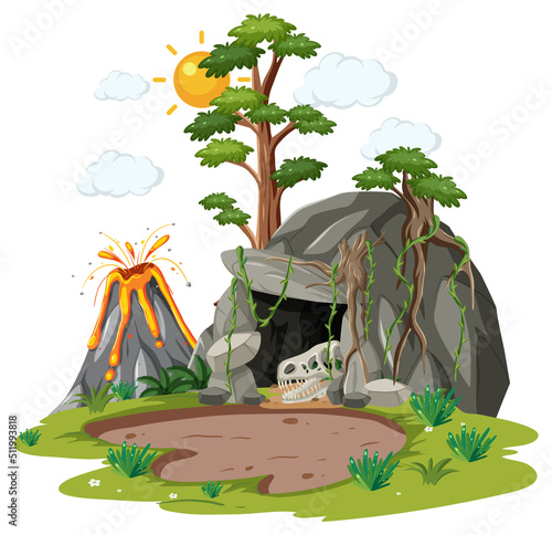 Nature cave in forest isolated