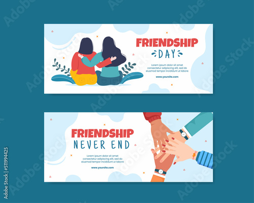 Happy Friendship Day Social Media Landing Page Template Flat Cartoon Background Vector Illustration
