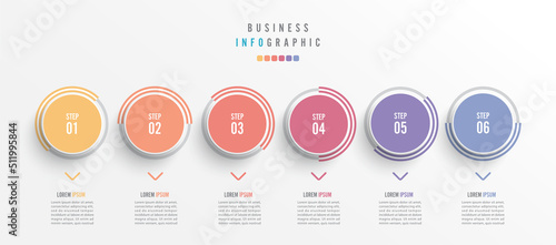Business infographic element with 6 options, steps, number vector template design
