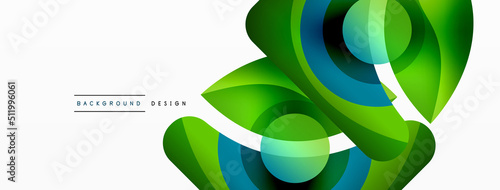 Abstract background with color geometric shapes. Beautiful minimal backdrop with round shapes circles and lines. Geometrical design. Vector illustration