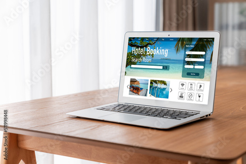 Quadro em tela Online hotel accommodation booking website provide modish reservation system