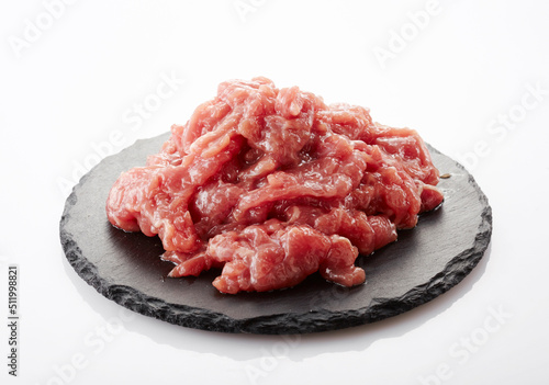 Delicious Chinese food, fresh carpaccio raw beef slices