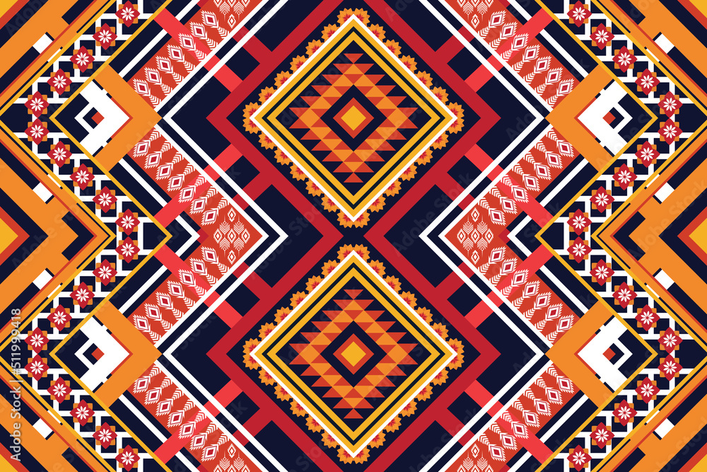 Geometric ethnic flower pattern for background,fabric,wrapping,clothing,wallpaper,Batik,carpet,embroidery style. Geometric ethnic flower pattern for background,fabric,wrapping,clothing,wallpaper,Batik,carpet,embroidery style.
