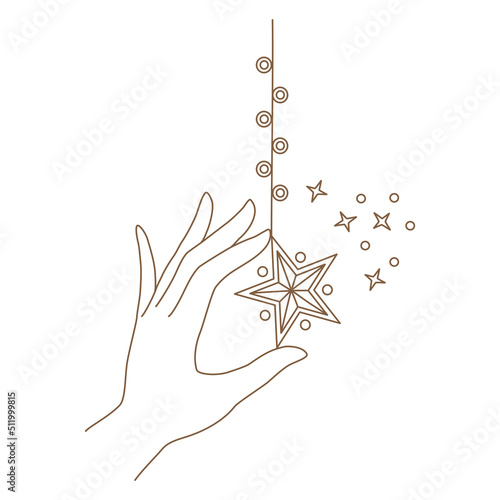 Elements of Magic and celestial  designed in doodle style, brown lines on white background for card. Digital printing, scrapbooks, tattoos, t-shirt designs, stickers, and more.