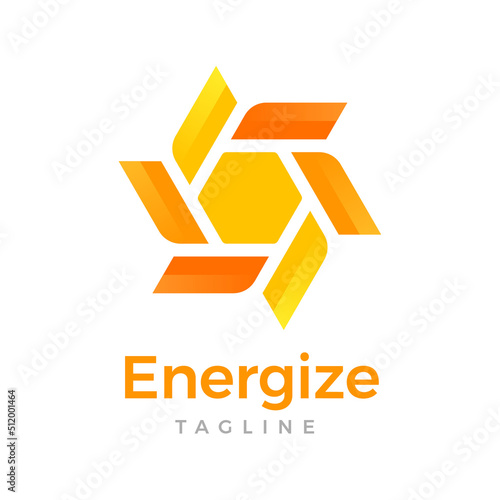 Abstract flower energy hexagon logo design