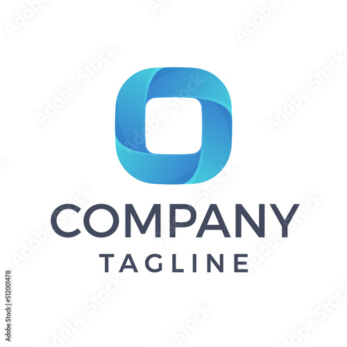 Abstract modern geometric curved square stacked shapes letter o logo design