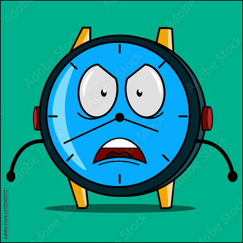 Watch animation with angry face ekspression for cartoon with vector style characteristic photo