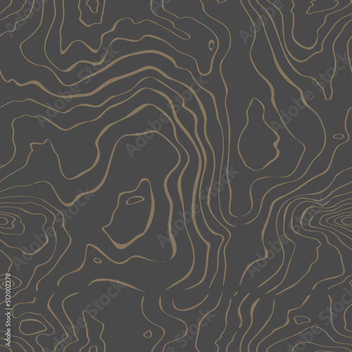 Black tree with golden fibers. Dark brown wenge wooden wall plank, table or floor surface. Wood grain  seamless texture, vector background
