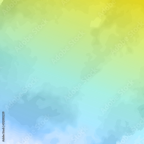 blue and yellow abstract watercolor background with drips blots and smudge stains