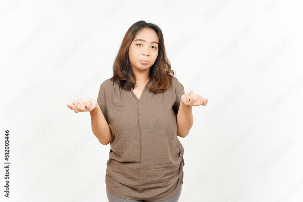 Doubt Confused, Don't know Gesture of Beautiful Asian Woman Isolated On White Background Doubt Confused, Don't know Gesture of Beautiful Asian Woman Isolated On White Background