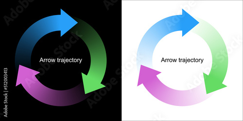 Arrow trajectory. Transparent image. Symbol graphics. Design element. Three arrows.