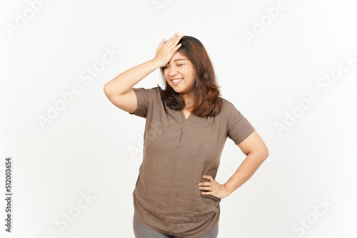 Forget something gesture of Beautiful Asian Woman Isolated On White Background