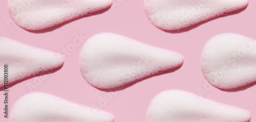 Canvas Print pattern banner texture foam mousse foam cosmetic smear sample on pink background