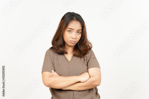 Angry gesture of Beautiful Asian Woman Isolated On White Background © Sino Images Studio