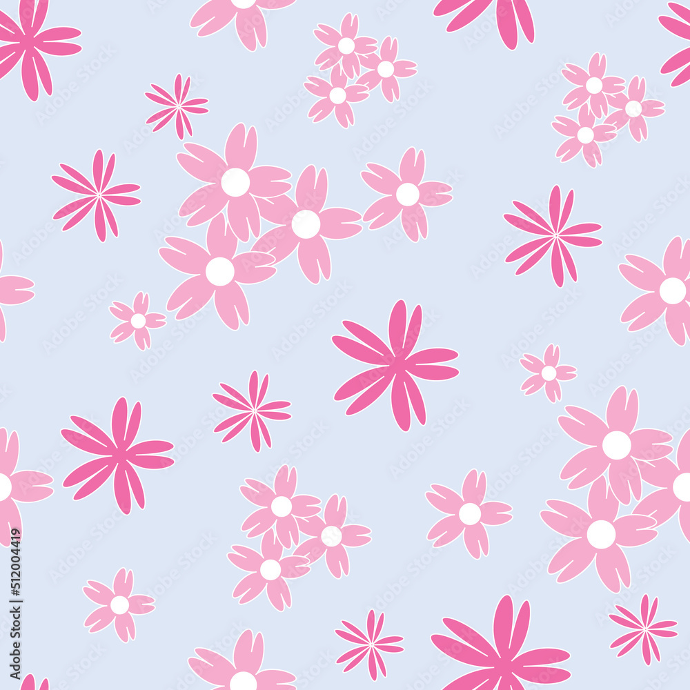 Vector blue background white pink cherry tree flowers and cherry blossom sakura flowers. Seamless pattern background Vector blue background white pink cherry tree flowers and cherry blossom sakura flowers. Seamless pattern background