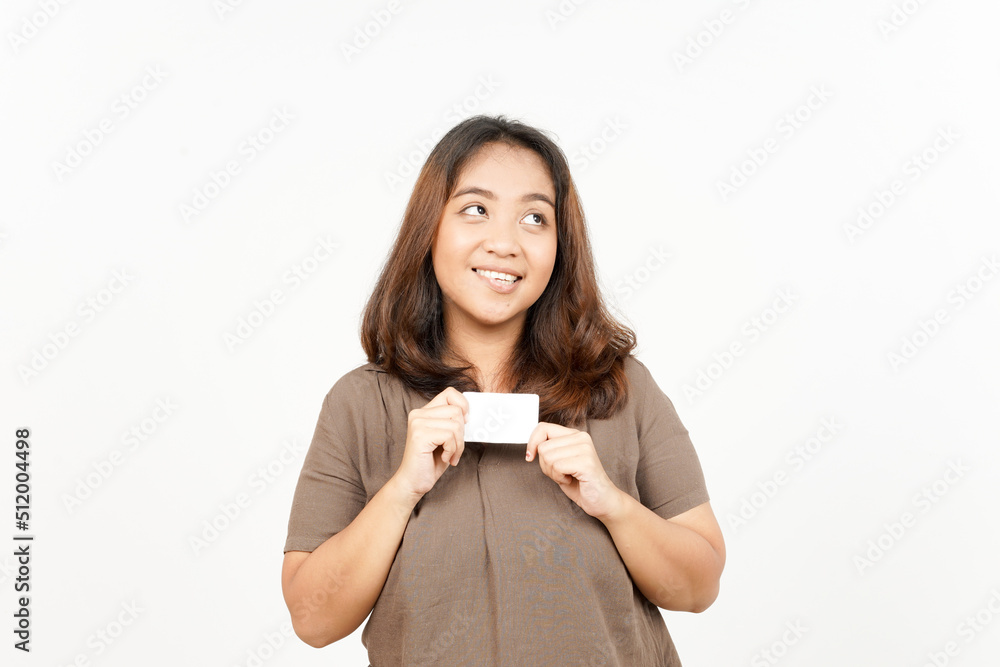 Holding Blank Bank Card Or Credit Card of Beautiful Asian Woman Isolated On White Background Holding Blank Bank Card Or Credit Card of Beautiful Asian Woman Isolated On White Background