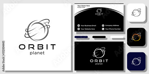 Orbit Planet object meteor comet flash with business card template 