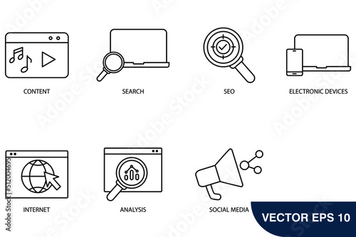 digital online marketing icons symbol vector elements for infographic web