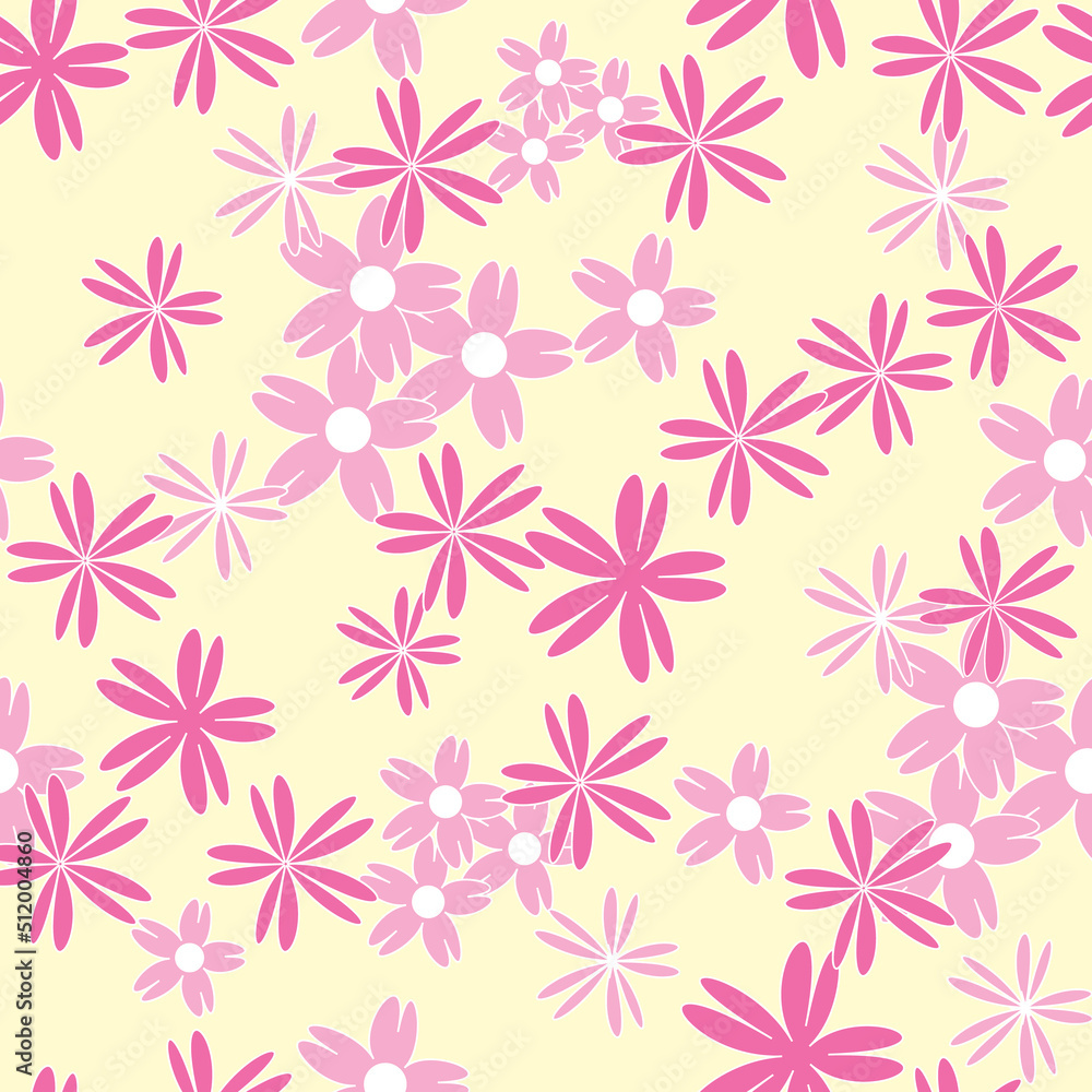 Vector yellow background white pink cherry tree flowers and cherry blossom sakura flowers. Seamless pattern background Vector yellow background white pink cherry tree flowers and cherry blossom sakura flowers. Seamless pattern background