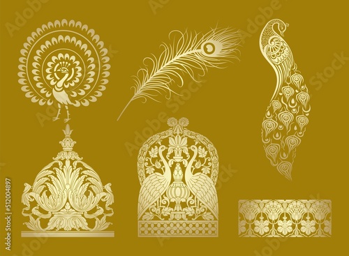 peacock motif designs, textile , Rajasthan, royal India	