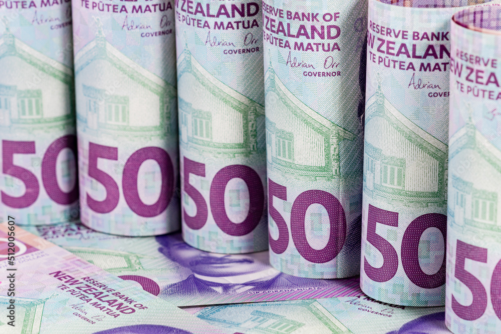 Close-up of rolls of New Zealand banknotes. Close-up of rolls of New Zealand banknotes.
