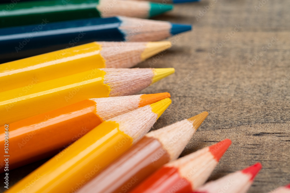Obraz premium color pencil on wood background, back to school concept 
