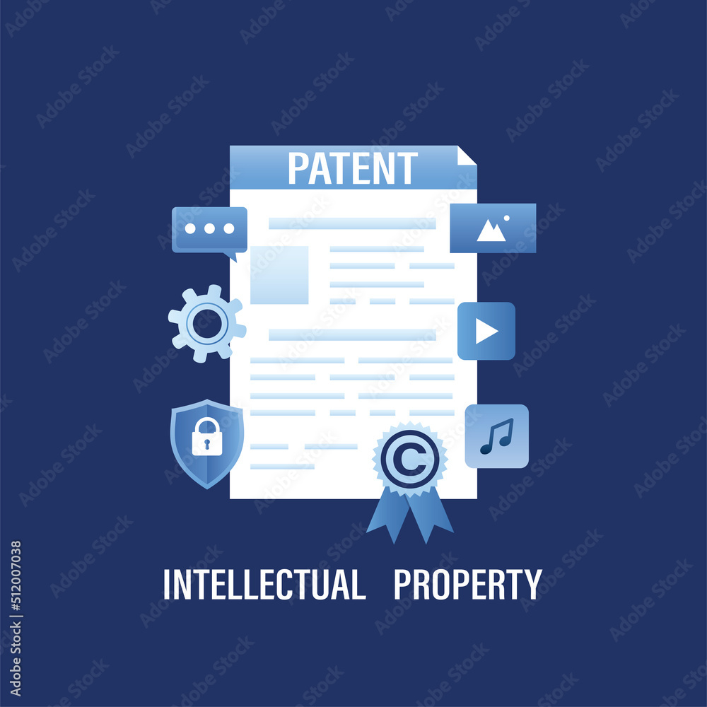 Intellectual property, patent and various signs. Patented protection, copyright reserved or product trademark that cannot copy. Author protect business ideas, licenses. Copyrighting. Intellectual property, patent and various signs. Patented protection, copyright reserved or product trademark that cannot copy. Author protect business ideas, licenses. Copyrighting.