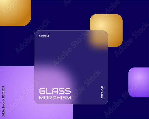 Transparent square in glassmorphism style. Place for your texts. Vector illustration.