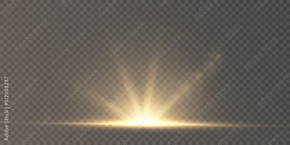 Sun, star, flare png.Bright light effect with rays and highlights for vector illustration.