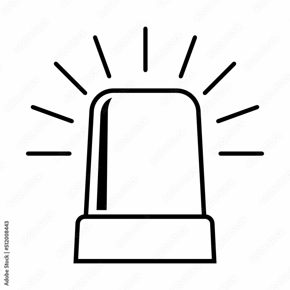 A set of police flashing lights, vector. the contour of the doodle is black, the sirens of