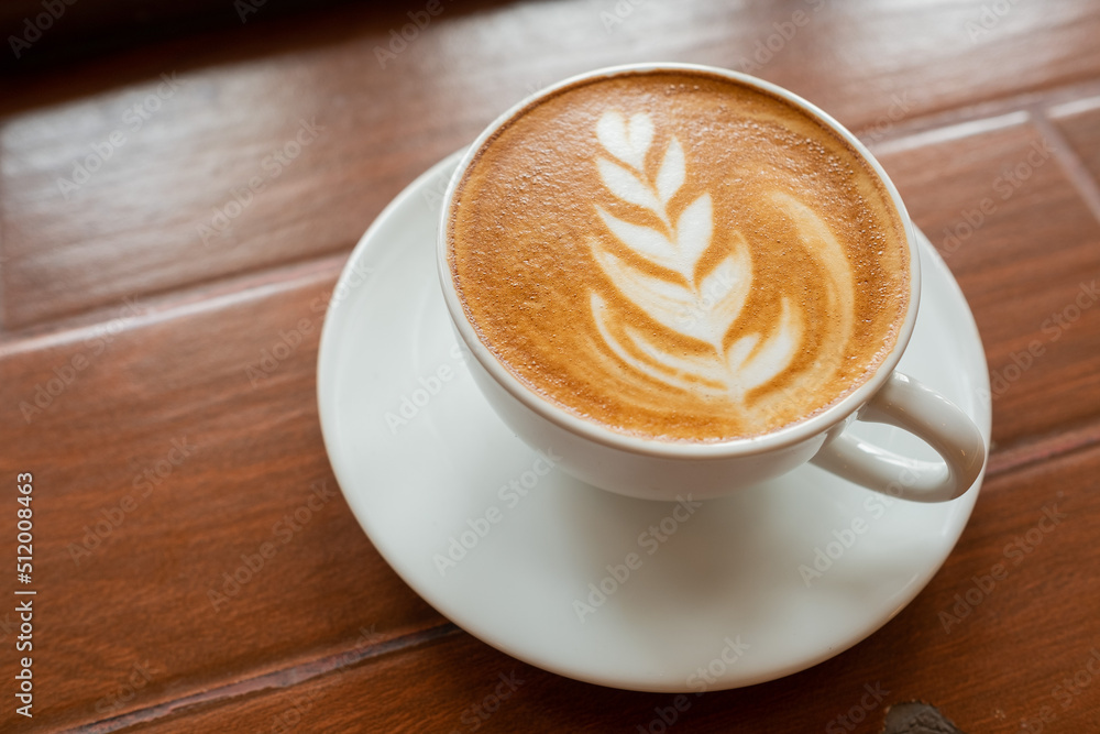 Fototapeta premium hot coffee cup on table, relax time, morning time 