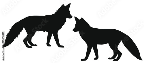 Fox silhouette. Two options - smooth and fluffy for your design