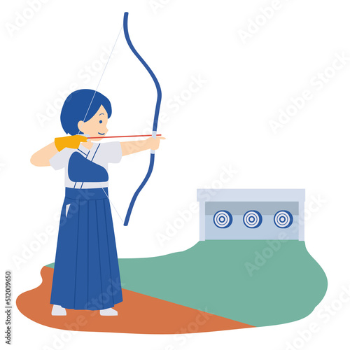 弓道をする女の子のイラスト photo