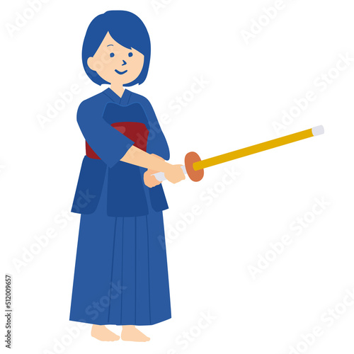 剣道をする女の子のイラスト