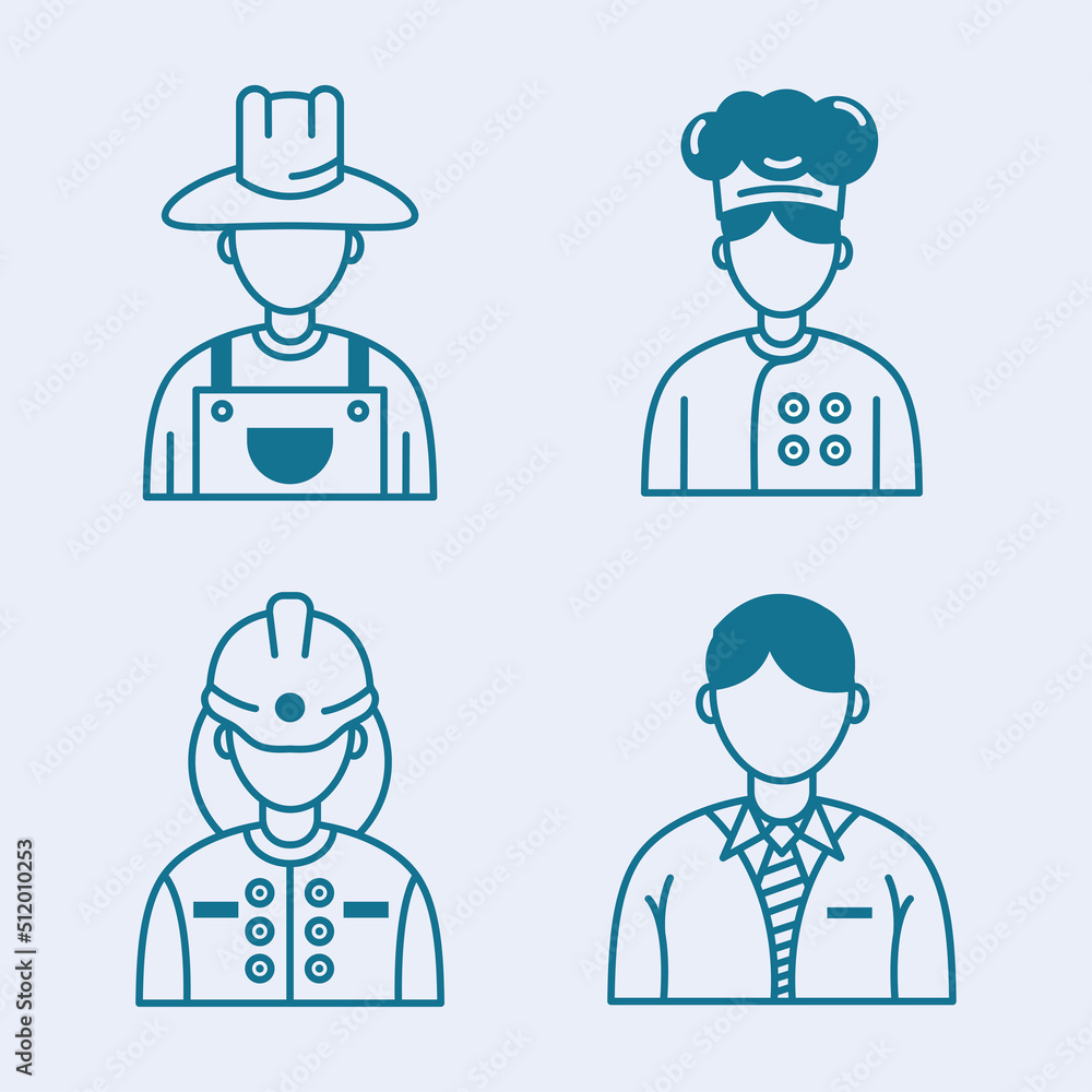 four Professionals workers characters four Professionals workers characters