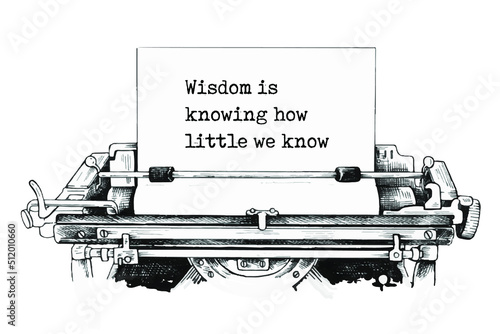 Vector inspirational motivational quote. Wisdom is knowing how little we know. Oscar Wilde