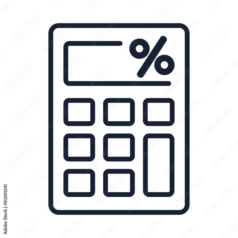 Calculator vector icon. Savings, percent, business concept, financial sign isolated on white. Calculator vector icon. Savings, percent, business concept, financial sign isolated on white.
