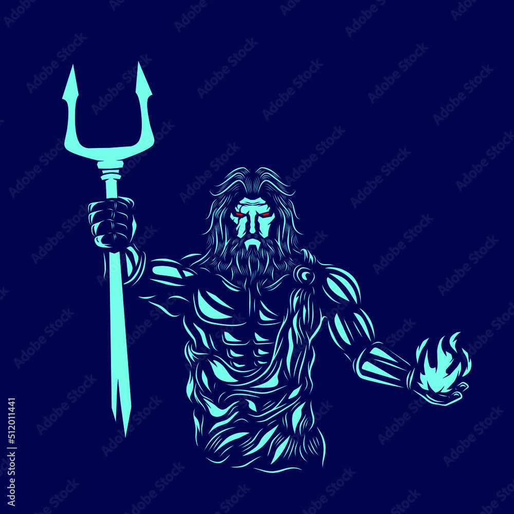 Fototapeta premium Hades the mythology logo line pop art portrait god colorful design with dark background. 