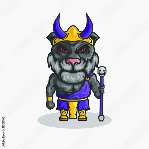 Cute hades tiger character illustration. Simple animal vector design