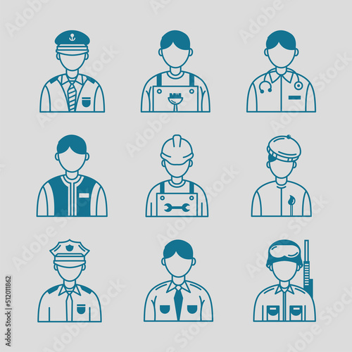 nine Professionals workers characters