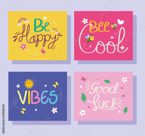 four mini positive posters