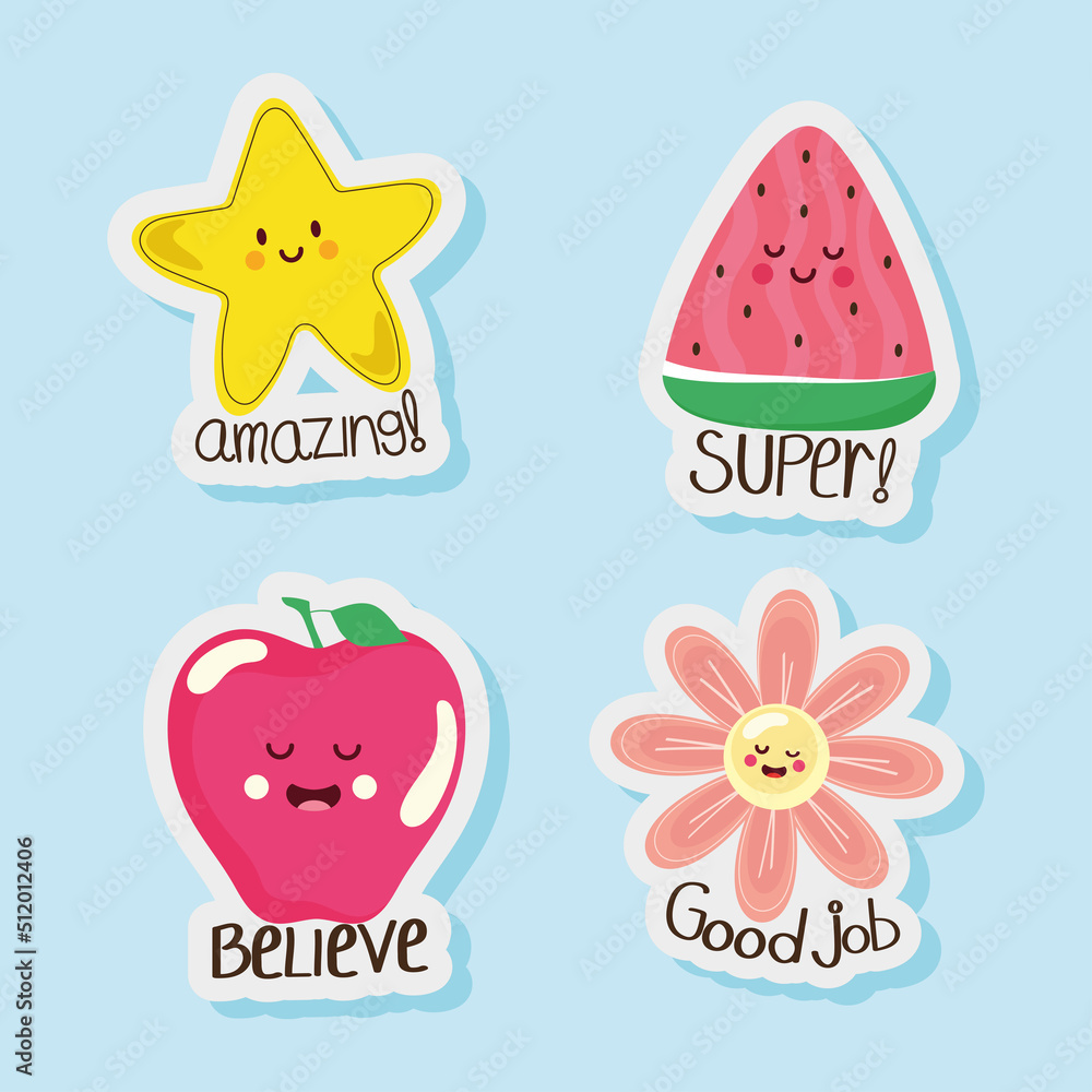 Fototapeta premium four positive stickers icons