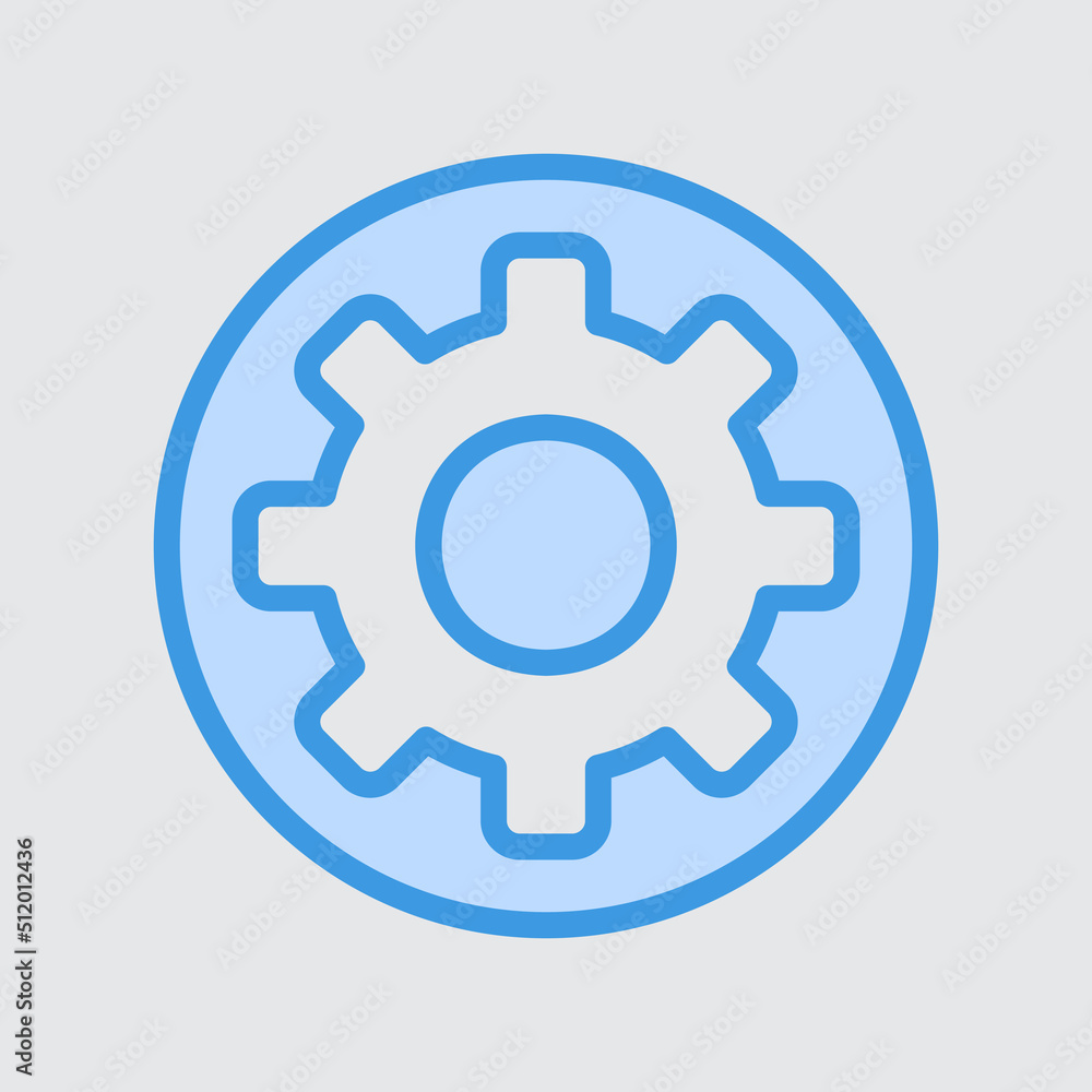 Settings icon in blue style about user interface, use for website mobile app presentation Settings icon in blue style about user interface, use for website mobile app presentation