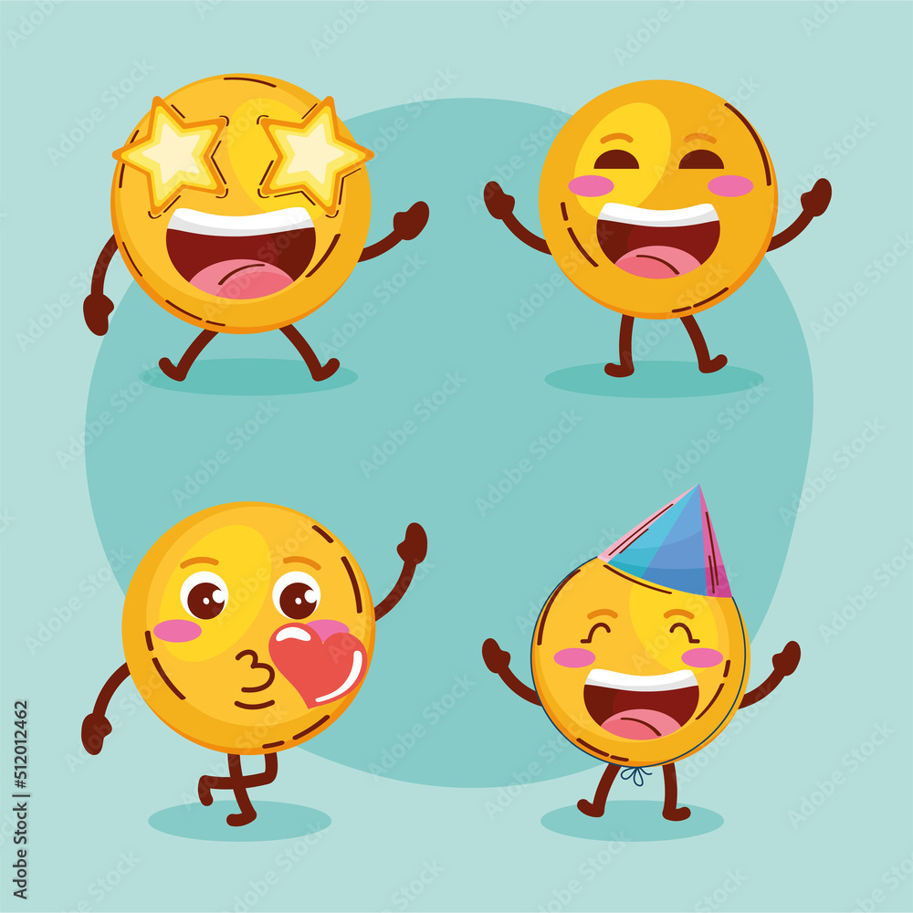 four emojis faces icons four emojis faces icons