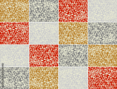 Abstract colored backgroud with triangular elements. Collage of geometric elements for interior solutions, fabric products, textiles, wallpaper, fashion trends, ceramic tiles, decor, covers, etc.